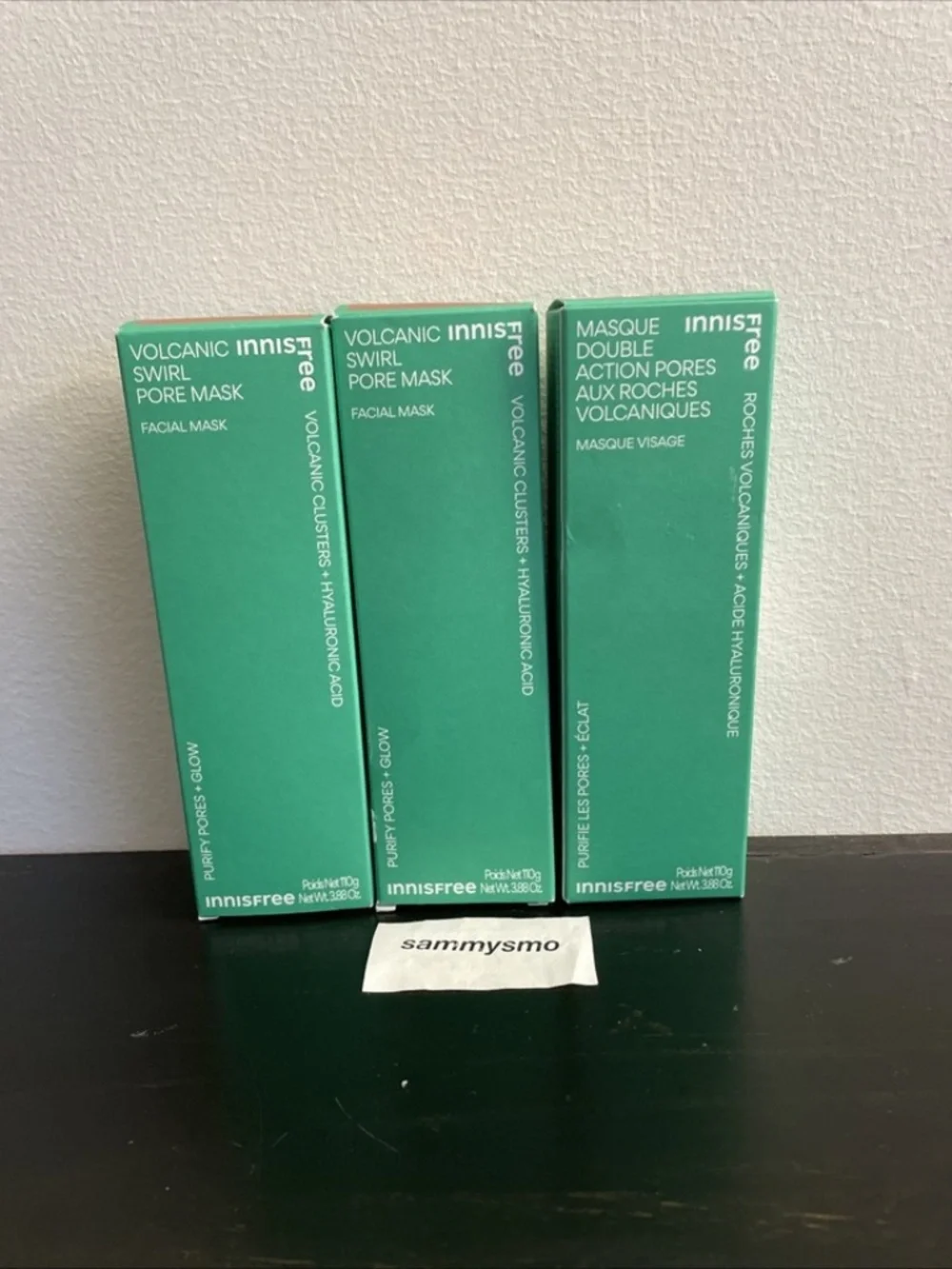 Innisfree volcanic swirl pore mask, facial mask, hyaluronic acid 3.88 oz x3